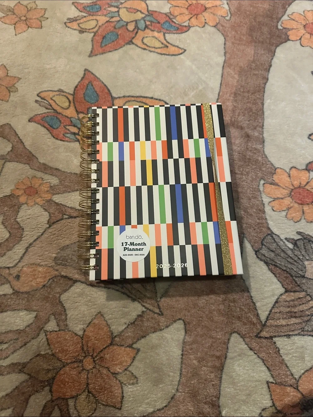ban.do Color-Block Stripe Planner with Gold Spiral
